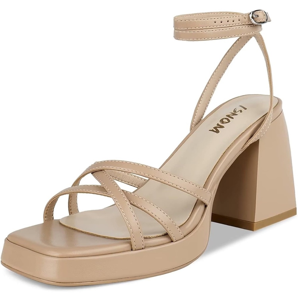 Chunky Leather Platform Heels